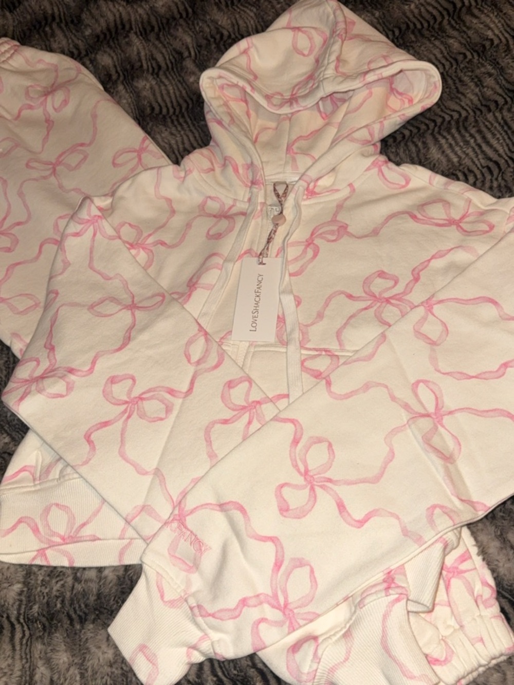 LOVE SHACK FANCY Sweatpants Cropped Hoodie SET Pastry Pink BNWT! XS S - Picture 2 of 5